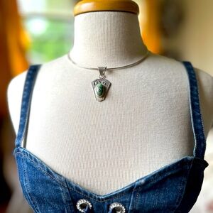 Sterling Navajo Royston turquoise pendant Everett and Mary Teller